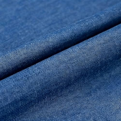 Denim stoff meterware 100% Baumwolle Vintage-Blau mit Deutlicher Textur & Abnützungsfest für Näherei Jeans, Hemden , DIY-Projekte Puppen, Schmuck und Hausdekora(Size:1.5mx1m/59x39in,Color:Dunkelblau)