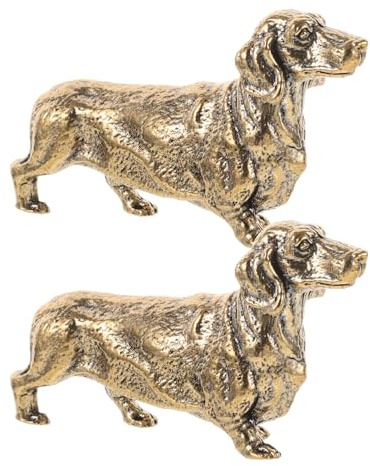 PRETYZOOM 2Er-Set Mini-Dackelfiguren Aus Messing Kleine Tierfigur Für Schreibtisch Und Regal Antike Deko Figur Für Zuhause Büro Sammler Hundeliebhaber 7.50 X 4.00 X 1.50 cm