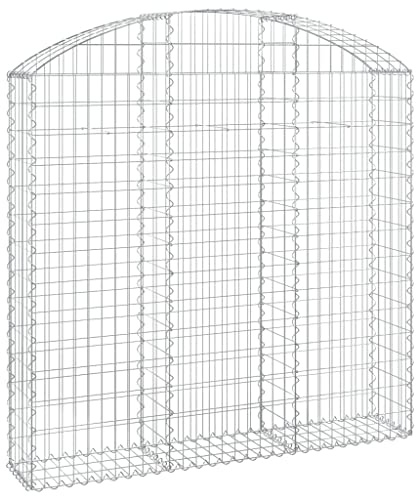 Foknhdi Gabione 150x30x140/160 cm verzinkt 5x10 cm Maschen 3,5 mm Draht Gabionengitter Windschutz Deko Garten Terrasse