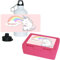 Brotdose + Trinkflasche Set mit Namen Hildegard und Motiv - Einhorn mit Donut und Regenbogen - | für Mädchen | Aluminium-Trinkflasche | Lunchbox | Vesper-Box