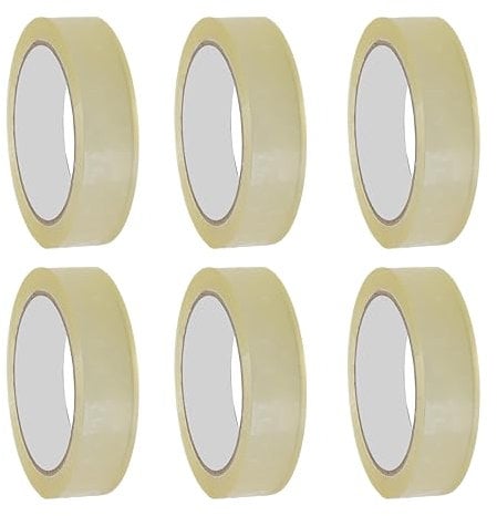 G4GADGET 6 Pack Clear Cello Tape – 24mm Wide, 45 Micron Thick, Strong Clear Packing Tape Packaging Sellotape Transparent Adhesive Tape for Packing, Wrapping & Office Use