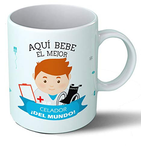 Planetacase - Taza Celador - Regalo Original Celadores Hospital - Cerámica 330 mL - Taza Desayuno Apta para Microondas y Lavavajillas - Resistente a Lavados