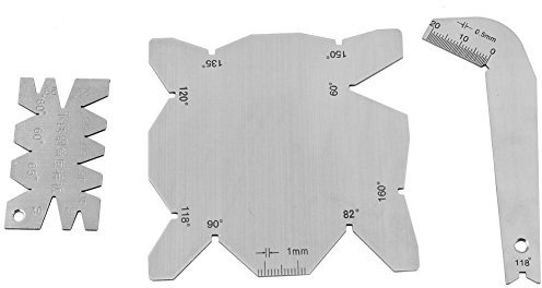 Drill gauge, 3Pcs Drill Bits Angle Gauge Set Dirll Sharpener Tools S/S Angle Measuring Gage Drill Bit Angle (60 °, 70 °, 90 °, 110 °, 118 °, 125 °, 135 °, 150 °, 160 °)