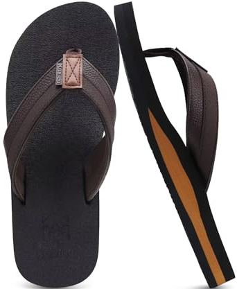 KuaiLu Flip Flops Herren Synthetik Leder Zehentrenner Badelatschen Strand | Weich Stoff Frauen Bade Sandalen Bequeme Füße Yoga Matte Fussbett Sommer Zehensandalen Rutschfest Gummi Indoor Outdoor