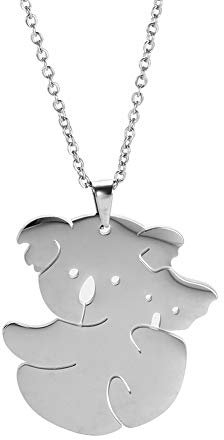 VASSAGO Koalabär Mama und Koala Kind Anhänger Halskette Edelstahl Schöne Tier Charme Silber Schlüsselbein Kette für Frauen Mädchen Geschenke (Stahlfarbe)