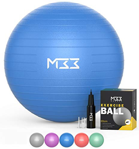 Mode 33 Exercise Ball - Strengthen Your Core, Enhance Posture - Anti-Burst PVC, Grip Rings - Versatile Gym & Yoga Ball - Relieve Aches, Aid Pregnancy - Complete Set with Hand Pump - 55 to 85cm Sizes