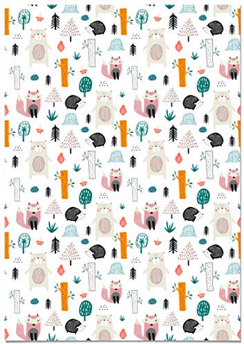 Panorama Carta da Parati Autoadesiva Animali della Foresta 66x200 cm - Stampato su Vinile Tessile - Installazione Facile, Lavabile e Resistente