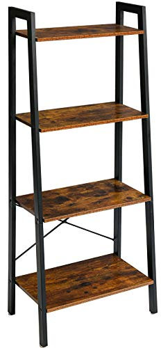 IBUYKE Ladder Shelf, Bookshelf, 4-Tier Storage Organiser Shelves, Shelving Unit, Plant Stand, Living Room Bookcases, Industrial Bookshelf, for Bedroom, Kitchen, Office, 60x35.5x148.5 cm, TMJ014H