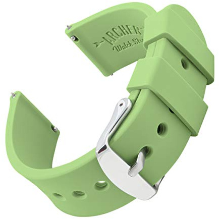 Archer Watch Straps - Soft Silicone Quick Release Watch Bands (Tea Green, 21mm)