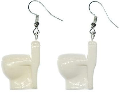 Miniblings Klo Ohrringe - Origineller Modeschmuck I Toilette WC Klomuschel Fasching Karneval Scherzartikel - Ohrhänger Ohrschmuck
