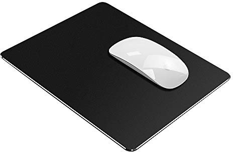 VAYDEER Gaming Mouse Pad Hard Metal Slim Aluminum Mouse Pad Mat Waterproof Quick and Accurate Move Non-Slip Base, Smooth Surface, Anti-Fray Stitched Edges for Gaming and Office(Small,Black,23*18 cm)