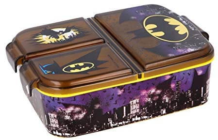 Fiambrera para niños, con compartimentos, para guardería, de plástico sin bisfenol A (Batman)