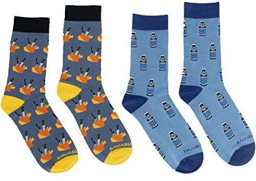 Bavarian Caps Unisex Schmankerl 2er Pack Socken, grau-blau, 41|42|43|44|45|46