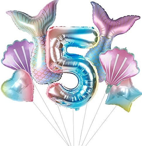 Großes Meerjungfrau Luftballons 5 Jahre geburtstag Deko Mädchen Set 5 Jahre Kindergeburtstag Deko Meerjungfrau Folienballon 5. Geburtstag dekoration Mädchen ballons 5 Geburtstag(5)