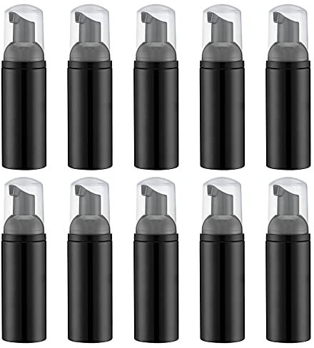 Livfa 10PCS Soap Foam Bottle (2 oz), Empty Travel Foaming Lash Shampoo for Cleanser, Dispenser (Black)