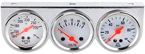 Auto-Triple-Anzeigen-Set, Universal 3 in 1 52 Mm 12 V Mechanisches Instrument Wassertemperaturanzeige + Öldruckanzeige + Voltmeter