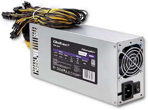 Qoltec 50349 | Fuente de Alimentación PCI-E 1800W | 80 Plus Platinum | Gaming Miner