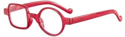 Kodilin Occhiali da Lettura Rotondi Quadrati per Uomo Donne, Anti Luce Blu per Computer o Gaming, Cerniera a Molla - 1.0, 1.5, 2.0, 2.5, 3.0, 3.5 (Rosso,3.50)