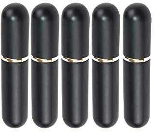 Schwarze Aluminium Ätherisches Öl Naseninhalator-Röhren, persönlich, leer, nachfüllbar, elegantes Aluminium und Glas, Naseninhalator-Set mit Baumwolldochten, 5 Stück