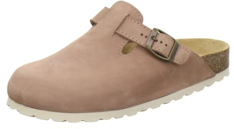 AFS-Schuhe 2900 Clogs Damen Bequeme Hausschuhe mit Fußbett aus Leder Made in Germany (39 EU, Piedra Nubuk)