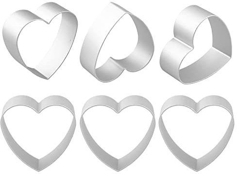FAZHBARY Juego de 6 cortadores de galletas con forma de corazón pequeños, cortadores de galletas de metal en forma de corazón, cortadores de moldes de alimentos