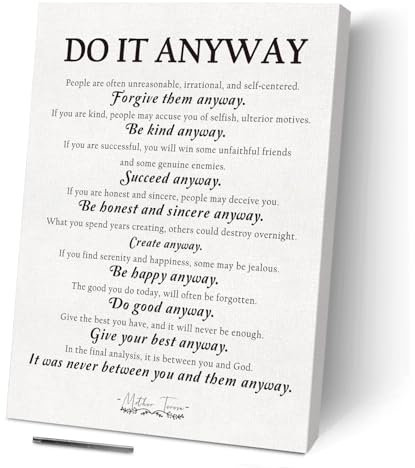 Mother Teresa Zitate – Do It Anyway – Motivierendes Poster, Abschlussgeschenke, positive Zitate, Therapeutin, Bürodekoration, Schulberater – inspirierende Worte, motivierende Typografie-Zitate