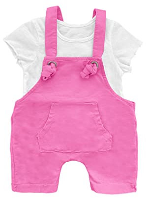 Tutina Salopetta T-Shirt Bimba (cod. 80381) (18 Mesi, Fucsia)