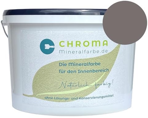 CHROMA Mineralfarbe für den Innenbereich | Langlebige Silikatfarbe | Scheuerbeständig und allergikergeeignet | Wandfarbe gegen Schimmel | Hochdeckend und ergiebig
