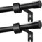 2 Stücke Gardinenstange Schwarz Vorhangstangen Ausziehbar Curtain Rod Erstellbare Länge mit Kappenknäufen für Esszimmer, Schlafzimmer, Wohnzimmer oder Küche, 90-180CM