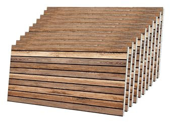 IZODEKOR Wall Cladding Wood Styrofoam 3D Wall Panels - Acoustic Panels Wood Look Wall Decoration for Kitchen, Bathroom, Balcony, Bedroom and Living Room | Dark Wood | 10 Pack
