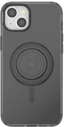 PopSockets: PopCase PlantCore for MagSafe - Plant-Based Phone Case for iPhone 15 Plus with a MagSafe Compatible PopGrip - Phone Stand and Grip with a Swappable Top - Black Transluscent