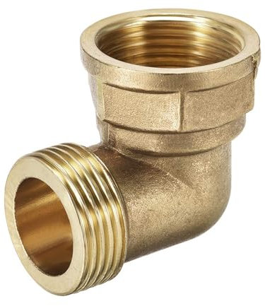 TA-VIGOR Brass Pipe Fitting 90 Degree Elbow 1 Inch BSP Male X 1 Inch BSP Female, Heavy Duty Garden Hose Adapter