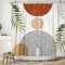 ASDCXZ Rideau de Douche Boho 180x180 cm, Art Abstrait Moderne Style Boho Soleil Feuilles Vertes Blanc Lavables Textile Rideau de Bain imperméable pour Baignoire avec 12 Crochets
