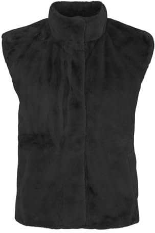 VERO MODA Damen Vmsonjapoppy Faux Fur Waistcoat Ga Boo Weste, Black, L