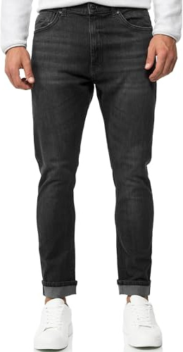 Indicode Herren INChammy Jeanshose aus Baumwolle mit 5 Taschen | Denim Herrenjeans Vintage Black, 32/32