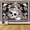 Yugarlibi Totenkopf Wandteppich Rosa Pilz Wandbehang Skelett Wandteppiche Mond Sonne Wandtuch Wandkunst für Schlafzimmer Wohnzimmer, Rosa 210x150cm