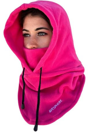 Ayesphere Sturmhaube, Sturmhaube für Herren und Damen, Balaclava, Motorrad-Sturmhaube, Halswärmer für Herren und Damen, Thermo-Sturmhaube, Fleece-Futter, Mütze, Schal mit Kapuze, fuchsia, One size