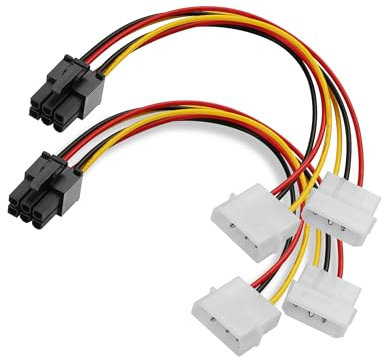 YAODHAOD 2 x Molex auf PCI-E 6-poliger Stromkabel-Adapter, Molex LP4 Netzadapterkabel, für Power HDD, SSD, DVD RW, Festplatte – verschiedene Enden, einschließlich Sata-Netzkabel, Floppy