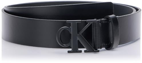 Calvin Klein Damen Monogram Tonal Plaque Belt 30MM K60K613125 Fester Gürtel, Black (Black), 85