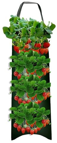 Macetero de Tomates y Hierbas al revés, macetero de Fresas Colgante Vertical, asa Colgante Resistente, Bolsas de Cultivo de Patatas y Fresas, Bolsas de Tela Duradera para maceteros