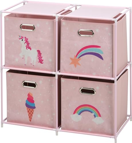 Regal Aufbewahrungsregal Kinderregal 68x70cm Rosa Spielzeug Einhorn C200