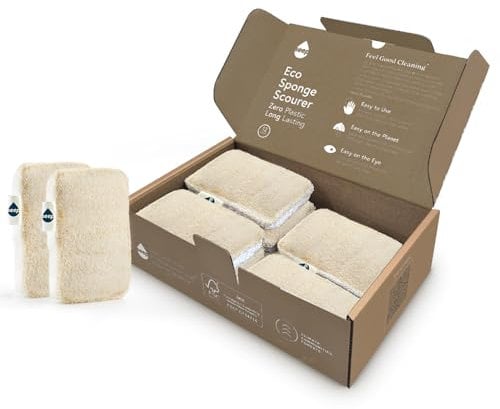 Seep Eco Sponges Washing Up - 12 Pack Multipack Compostable Kitchen Sponge - Cleaning Sponges Made Using Loofah - Sponge Scourer
