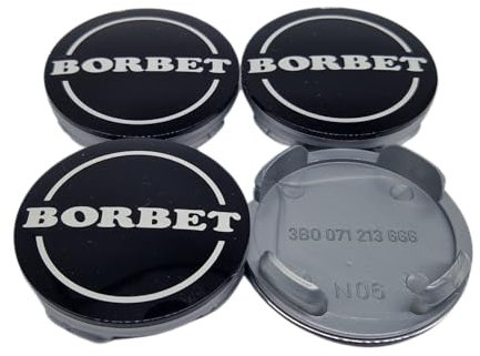 4X Original Borbet Nabendeckel Felgendeckel Nabenkappe Schwarz Glanz Silber 60mm N06 für CWD CWG 3B0071213666