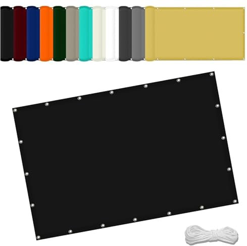 Sonnensegel Rechteckig 2.8 x 3.8 m Wasserdicht Sonnenschutz Strand Reißfest UV-Schutz nach Mass Polyestergewebe Mit Seil Sonnenschutz Markise für Pool und glasdach, Schwarz