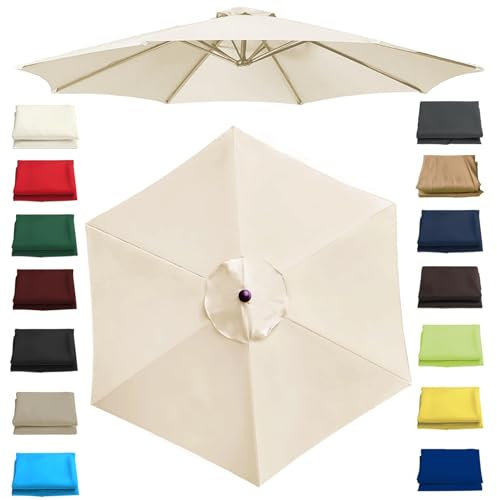 6/8 Baleines Auvent De Rechange Pour Parasol, Housse De Rechange Pour Parasol Ronde De 2.0m/2.7m/3.0m UV50+ Imperméable Tissu De Rechange Pour Parasol De Jardin(White,2 m(6.5ft)-6 Arms)