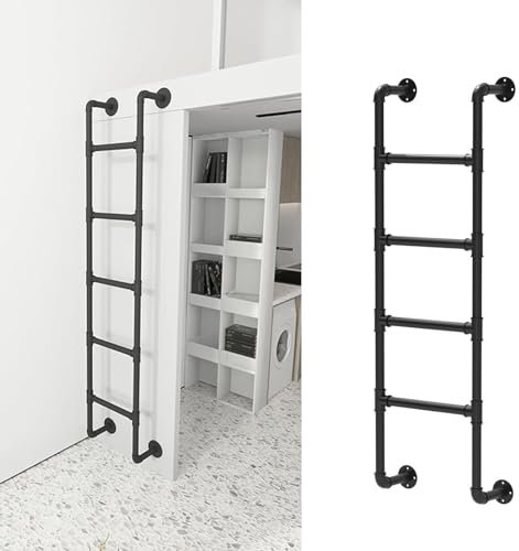 RV Bunk Bed Ladder 4ft 6ft 7ft 8ft, Basement Window Well Egress Ladder, Wall Mounted Wrought Iron Travel Trailer Bed Ladders, Metal Twin Bed Step Ladder for Home Dorm Appartments, Load 330 LBS(213cM/8