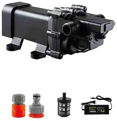 Toplionace Pompe à Membrane Auto Amorçante à Haut Débit 12 L/min Pompe Doseuse électrique Résistante à la Corrosion Pompe à Eau à Démarrage/Arrêt Automatique (12V)