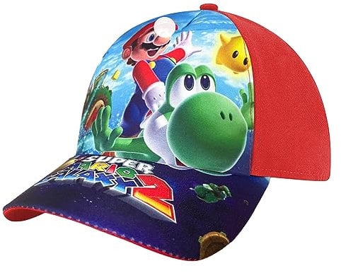 MAJEQZGY Mario Cartoon Printing Baseball Kappe für Jungen und Mädchen Verstellbare Kindermütze Flache Krempe Sonnenhut für Kinder Baseballkappe (DE/NL/SE/PL, Alphanumerisch, M, Abenteuer)