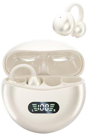 Open on Ear Kopfhörer Bluetooth 5.4 mit Bügel Air Bone Conduction Wireless Headphones Luftleitung Knochenschall Kopfhörer Sport mit Ohrclip Schnurlos Ohrhörer Bluetooth Earbuds für Laufen Radfahren