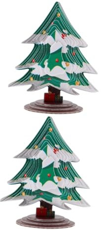 Mobestech 2 Set Puzzle Stereo 3D Artigianato Fai -da -Te di Albero di Puzzle dei Cartoni Animati Puzzle Dell'albero di Natale Fai da Te 3D Albero di Natale Fai da Te Carta